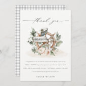 Nautical Anchor Wheel Leafy Floral Brautparty Dankeskarte (Vorne/Hinten)