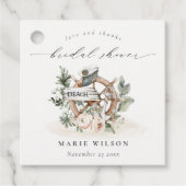 Nautical Anchor Wheel Leafy Floral Brautparty Geschenkanhänger (Vorderseite)