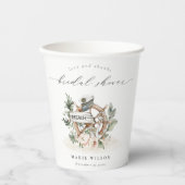 Nautical Anchor Wheel Leafy Floral Brautparty Pappbecher (Vorderseite)