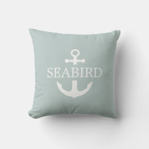 Nautical Anchor White & Sage. Name des benutzerdef Kissen