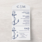 Nautical Anchor White Wedding All In One Einladung (Innen Boden)
