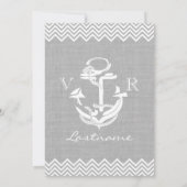 Nautical Anchor Zickzack Beach Wedding Einladung (Rückseite)