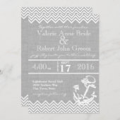 Nautical Anchor Zickzack Beach Wedding Einladung (Vorne/Hinten)