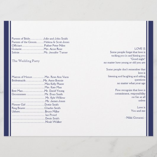 Nautical Anchor zum Hochzeitsprogramm der Marine (Rückseite)