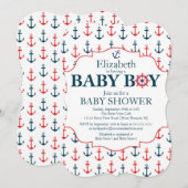 Nautical Anchors Away Boys Baby Dusche Einladung (Vorne/Hinten)
