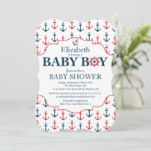 Nautical Anchors Away Boys Baby Dusche Einladung (Stehend Vorderseite)