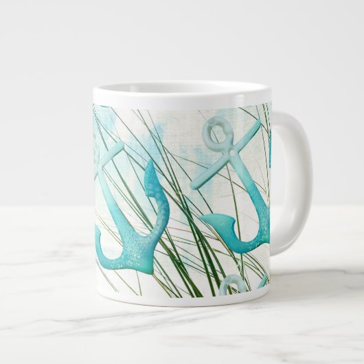 Nautical Anchors Beach Ocean Seaside Coasteme Them Jumbo-Tasse (Vorderseite Rechts)