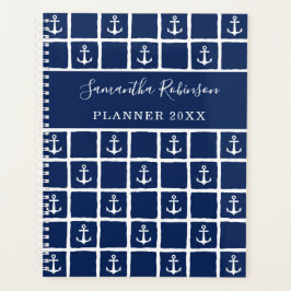 Nautical Anchors Light Navy Blue White 2024 Planer
