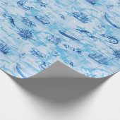 Nautical Antique Map Sea Monsters Schiff Anker Bla Geschenkpapier (Ecke)