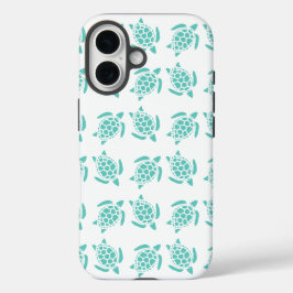 Nautical Aqua Blue Sea Turtle Pattern  iPhone 16 Hülle