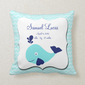 Nautical Aqua Whale Zickzack Keepake Pillow Kissen