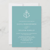 Nautical Aquamarin Blue Monogram Anchor Wedding Einladung (Vorderseite)