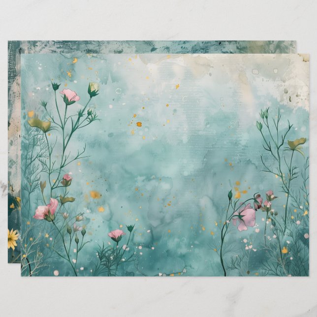 Nautical Aquamarin Blue Scrapbook Paper (Vorne/Hinten)