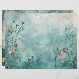 Nautical Aquamarin Blue Scrapbook Paper