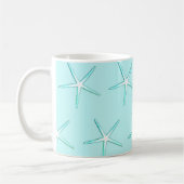 Nautical Aquamarin Blue White Starfish Muster Nied Kaffeetasse (Links)