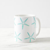 Nautical Aquamarin Blue White Starfish Patterns Ge Kaffeetasse (VorderseiteRechts)