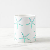 Nautical Aquamarin Blue White Starfish Patterns Ge Kaffeetasse (Mittel)