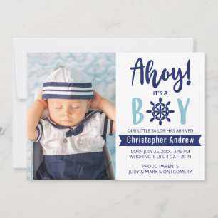Nautical Baby Birth Foto Ahoy es ist ein Junge Blu Ankündigung