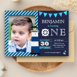 Nautical Baby Boy 1. Geburtstag Party Einladung