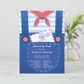 Nautical Baby Boy Dusche per Mail Einladung (Stehend Vorderseite)