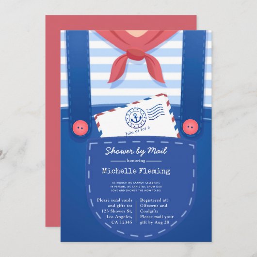 Nautical Baby Boy Dusche per Mail Einladung (Vorne/Hinten)