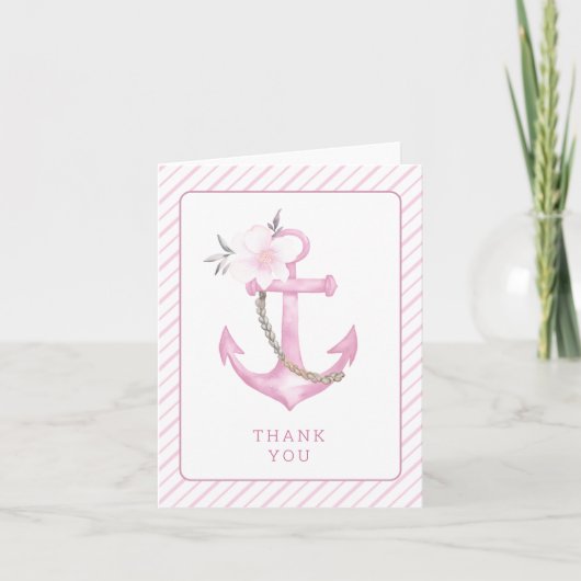 Nautical Baby Dusche Danke Karte | Wasserfarbe F (Vorderseite)