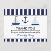 Nautical Baby Dusche Danke Postcard Postkarte (Vorderseite)