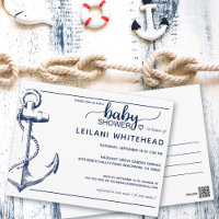 Nautical Baby Dusche einladen weiße Postkarte