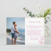 Nautical Baby Dusche Foto Danke Karte | Rosa W (Stehend Vorderseite)