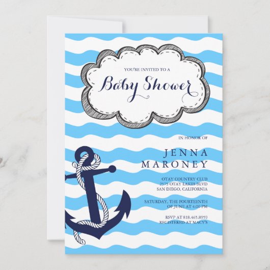 Nautical Baby Dusche mit Anchor Einladung (Vorderseite)