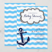 Nautical Baby Dusche mit Anchor Einladung (Vorne/Hinten)