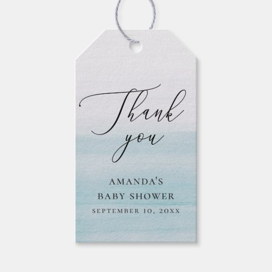 Nautical Baby Dusche Vielen Dank | Blaue Farbe Geschenkanhänger (Vorderseite)