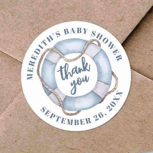 Nautical Baby Dusche Vielen Dank Runder Aufkleber