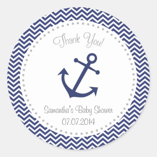 Nautical Baby Dusche Vielen Dank Sticker (Vorderseite)
