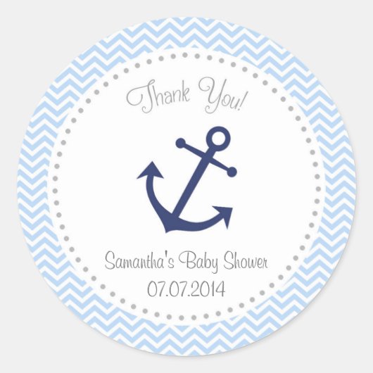 Nautical Baby Dusche Vielen Dank Sticker (Vorderseite)