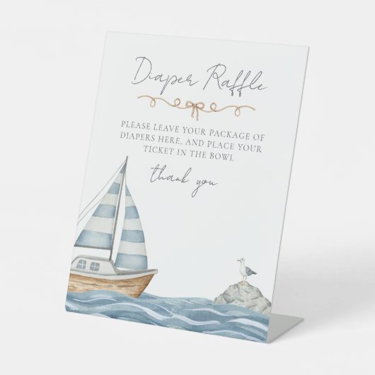 Nautical Baby Dusche Windeln Raffel Sockelschild (Vorderseite)