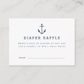 Nautical Baby Dusche Windeln Raffelkarten | Marine Begleitkarte (Vorderseite)