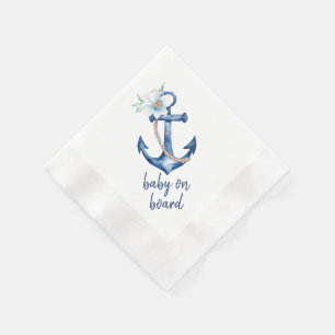 Nautical Baby Showdusche Napkins Blue Watercolor Serviette