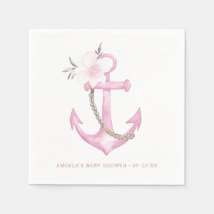 Nautical Baby Showdusche Napkins   Rosa Blumenanke Serviette