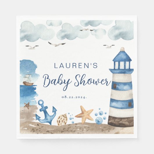 Nautical Baby Showdusche Napkins Serviette (Vorderseite)