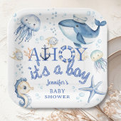 Nautical Baby Shower Ahoy es ist ein Junge Navy Bl Pappteller
