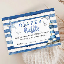 Nautical Baby Shower Boy Navy Blue Diaper Raffles