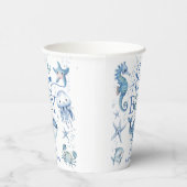 Nautical Baby Shower Boy Navy Blue Sailor Pappbecher (Rechts)