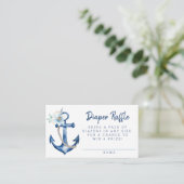 Nautical Baby Shower Diaper Raffekarte | Blue Anc Begleitkarte (Stehend Vorderseite)