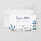 Nautical Baby Shower Diaper Raffekarte Mitteilungskarte (Vorderseite)