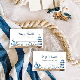 Nautical Baby Shower Diaper Raffekarte Mitteilungskarte
