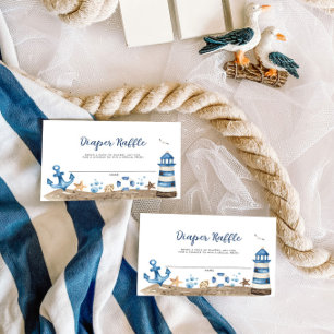 Nautical Baby Shower Diaper Raffekarte Mitteilungskarte