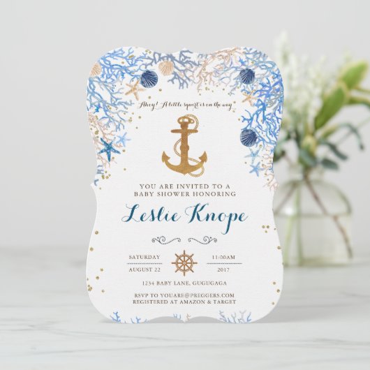 Nautical Baby Shower Einladung (Stehend Vorderseite)