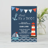 Nautical Baby Shower Einladung, Ahoy Es ist ein Ju Einladung (Stehend Vorderseite)