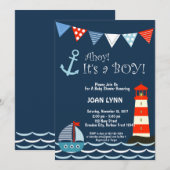 Nautical Baby Shower Einladung, Ahoy Es ist ein Ju Einladung (Vorne/Hinten)